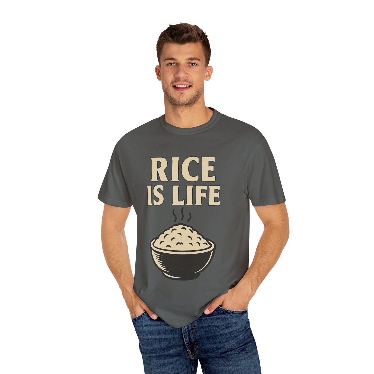 Rice is Life Unisex Garment-Dyed T-shirt, Funny Foodie Shirt, Gift for [...]