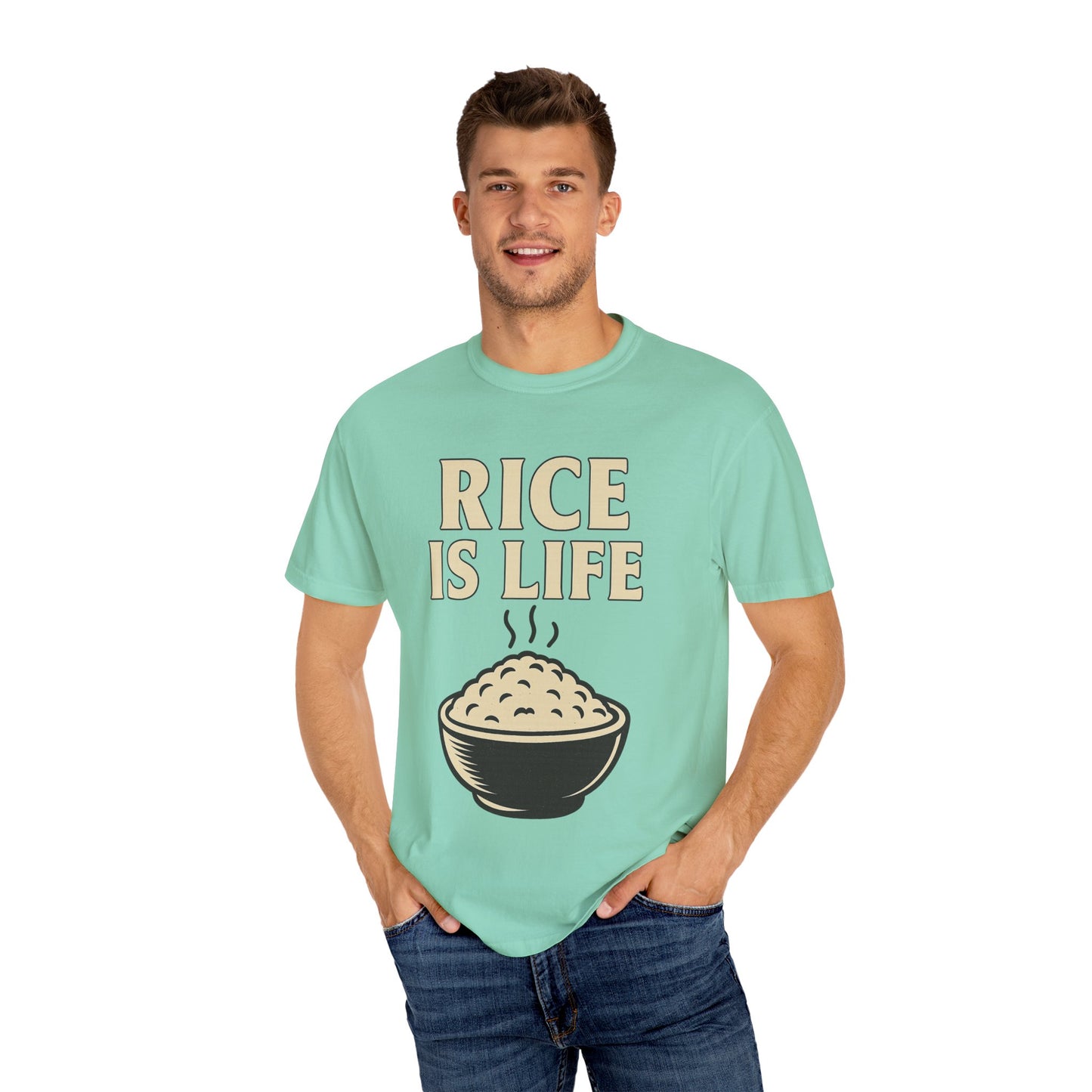 Rice is Life Unisex Garment-Dyed T-shirt, Funny Foodie Shirt, Gift for [...]