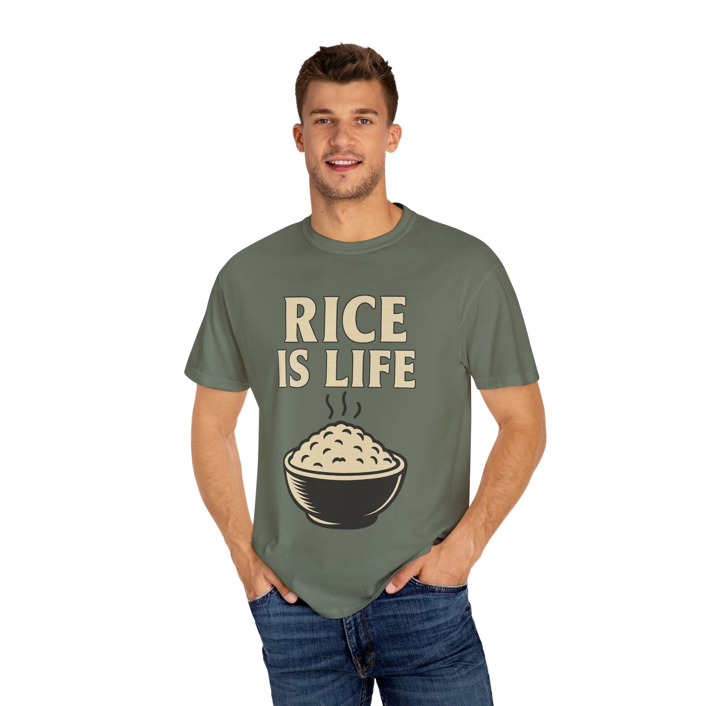 Rice is Life Unisex Garment-Dyed T-shirt, Funny Foodie Shirt, Gift for [...]